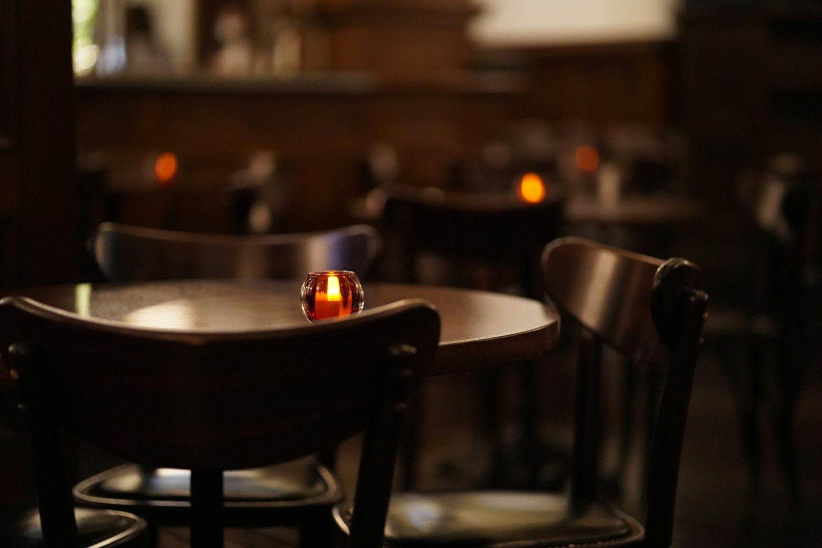 Candlelit restaurant tables