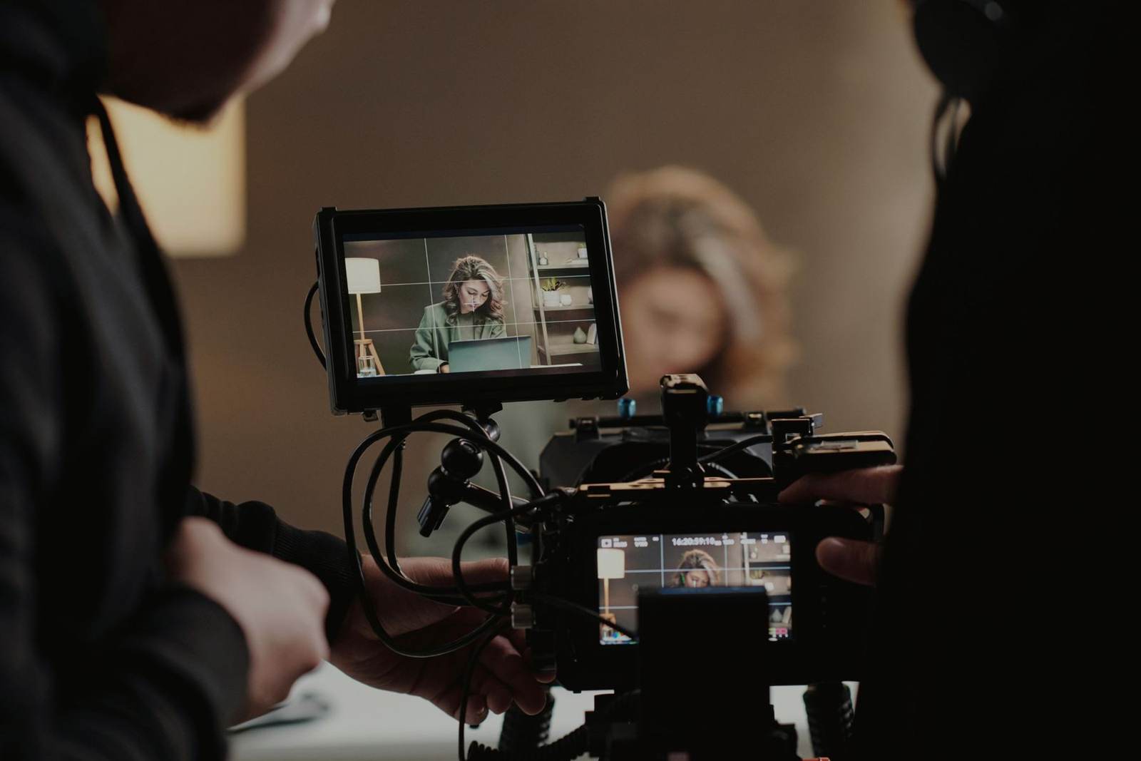 Camera monitor on a video shoot