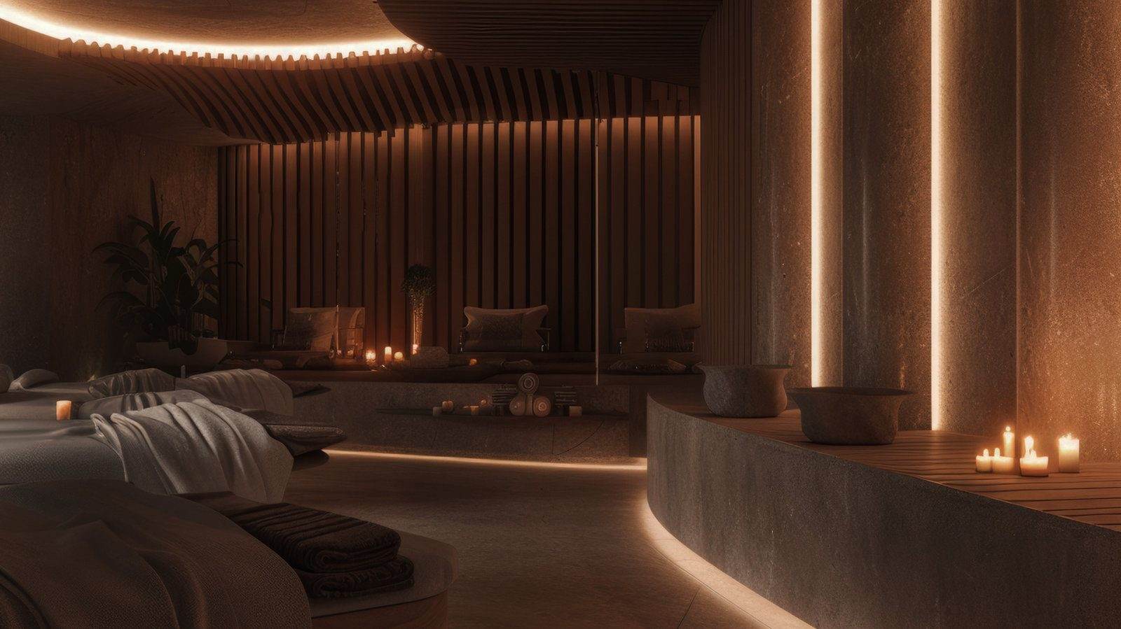 Candlelit spa lounge